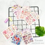 ست 3 عددی شیت استیکر شفاف بند کنفی کوتاه طرح کرومی و Sanrio سری SZ/95