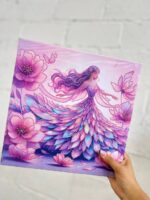 تابلو بوم نقاشی الماسی طرح فرشته و گل سایز 30*30 سری VA - Image 8