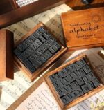 ست 28 عددی مهر چوبی طرح حروف الفبا و اعداد لاتین ANTIQUE STAMP