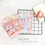 ست 6 عددی شیت استیکر شفاف AKI طرح استایلینگ کرومی و Sanrio کد SZ/251-02