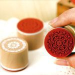 ست 6 عددی مهر چوبی گرد طرح گل - Image 4