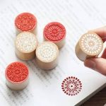ست 6 عددی مهر چوبی گرد طرح گل