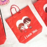 بگ پارچه ای قرمز طرح دختر و پسر I LOVE YOU کد 143 - Image 4