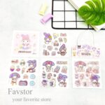 ست 3 عددی شیت استیکر شفاف بند کنفی کوتاه طرح کرومی و Sanrio سری SZ/95 - Image 7
