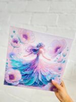 تابلو بوم نقاشی الماسی طرح فرشته و گل سایز 30*30 سری VA - Image 12