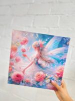 تابلو بوم نقاشی الماسی طرح فرشته و گل سایز 30*30 سری VA - Image 7