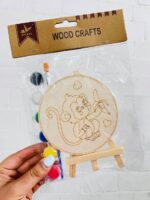 ست تابلو رنگ آمیزی چوبی پایه دار گرد و گواش BIERSI سری WOOD CRAFTS طرح کرومی و حیوانات کد 1082 - Image 7