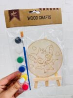 ست تابلو رنگ آمیزی چوبی پایه دار گرد و گواش BIERSI سری WOOD CRAFTS طرح کرومی و حیوانات کد 1082 - Image 6