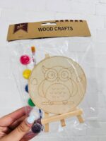 ست تابلو رنگ آمیزی چوبی پایه دار گرد و گواش BIERSI سری WOOD CRAFTS طرح کرومی و حیوانات کد 1082 - Image 5