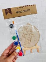 ست تابلو رنگ آمیزی چوبی پایه دار گرد و گواش BIERSI سری WOOD CRAFTS طرح کرومی و حیوانات کد 1082 - Image 4