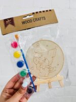 ست تابلو رنگ آمیزی چوبی پایه دار گرد و گواش BIERSI سری WOOD CRAFTS طرح کرومی و حیوانات کد 1082 - Image 3