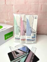 ست 4 تکه خط کش 20 cm، گونیا، نقاله تغییر رنگ دهنده FROG کد TY-1911 - Image 5