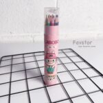 مداد رنگی 12 رنگ استوانه ای تراش دار طرح لابوبو کد 712 - Image 3
